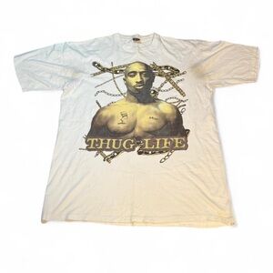 Tupac Thug life White Graphic Men's short sleeve T-Shirt oversized tee